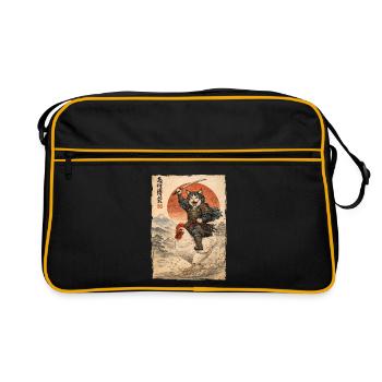 Samurai Cat Riding Chicken Japanese Ukiyoe - Retro Bag - black/gold - Front