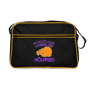Pessimist Spruch Nörgler Lustiges Nilpferd - Retro Tasche - Schwarz/Gold - Vorne