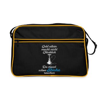 Geld reicht nicht Shisha zählt - Retro Tasche - Schwarz/Gold - Vorne