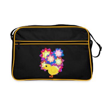 Enfants colorés de canard Mandala Poulet - Sac Retro - noir/or - Devant