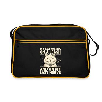 Cat on a leash is annoying | Cat humor - Retro Bag - black/gold - Front