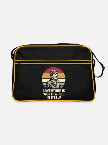 Amelia Earhart The adventure is worthwhile - Retro Bag - black/gold - Front