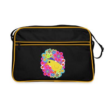 Pâques des enfants poulets poussins rétro du printemps - Sac Retro - noir/or - Devant
