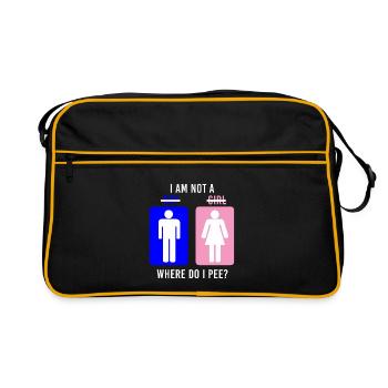 Non-Binary Where Do I Pee Gender Identity Graphic - Retro Bag - black/gold - Front
