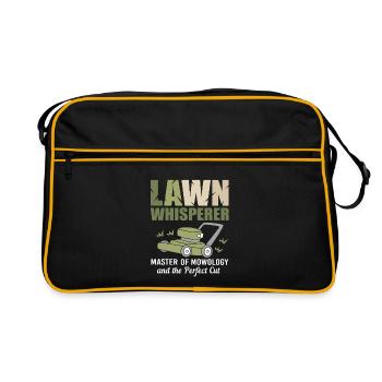 Rasenmäher Rasen (Wiese) - Retro Tasche - Schwarz/Gold - Vorne