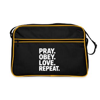 Pray. Obey. Love. Repeat. - Retro Bag - black/gold - Front