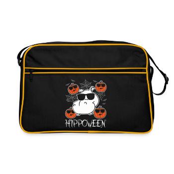 Safari Afrique Faune du Serengeti hippopotame d’Halloween - Sac Retro - noir/or - Devant