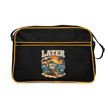 Alligator sur la plage : PLUS TARD Détendez-vous - Sac Retro - noir/or - Devant
