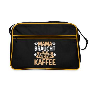 Kaffee Kaffeeliebhaber Mutter Mama - Retro Tasche - Schwarz/Gold - Vorne