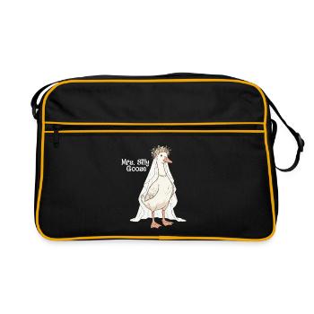 Mrs Silly Goose Lustiger Hochzeitspaar-Humor - Retro Tasche - Schwarz/Gold - Vorne