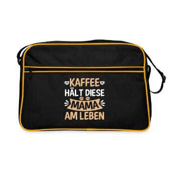Kaffee Kaffeeliebhaber Mutter Mama - Retro Tasche - Schwarz/Gold - Vorne