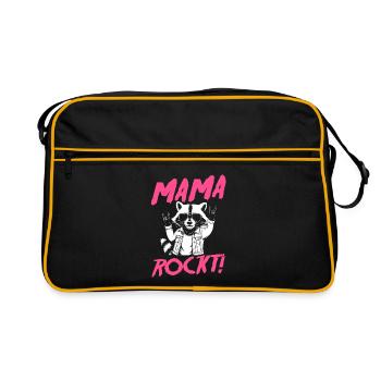 Maman raton laveur maman rockeuse cool - Sac Retro - noir/or - Devant