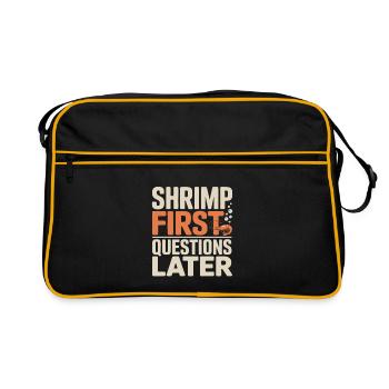 Garnelen zuerst | Aquarium Humor - Retro Tasche - Schwarz/Gold - Vorne