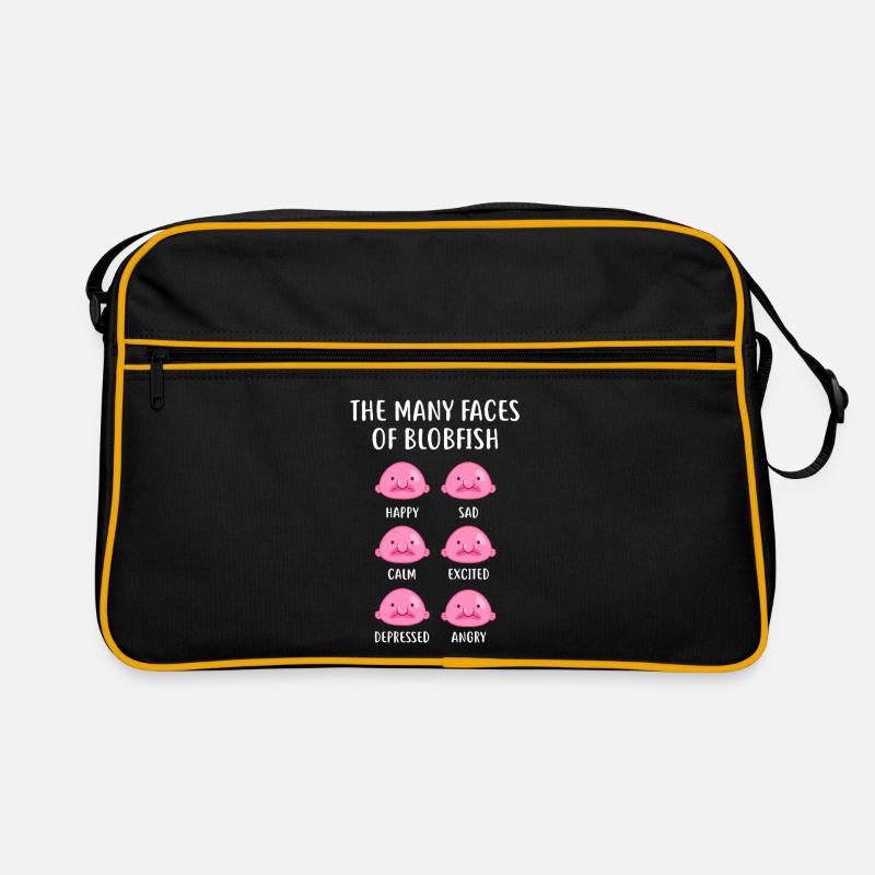 Blobfish Emotion Grid Tee Art - Retro Bag - black/gold