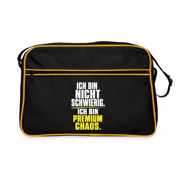 Premium Chaos – Nicht Schwer - Retro Tasche - Schwarz/Gold - Vorne