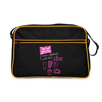 EXANGLIA (Pink + Weißer Text) - Retro Tasche - Schwarz/Gold - Vorne
