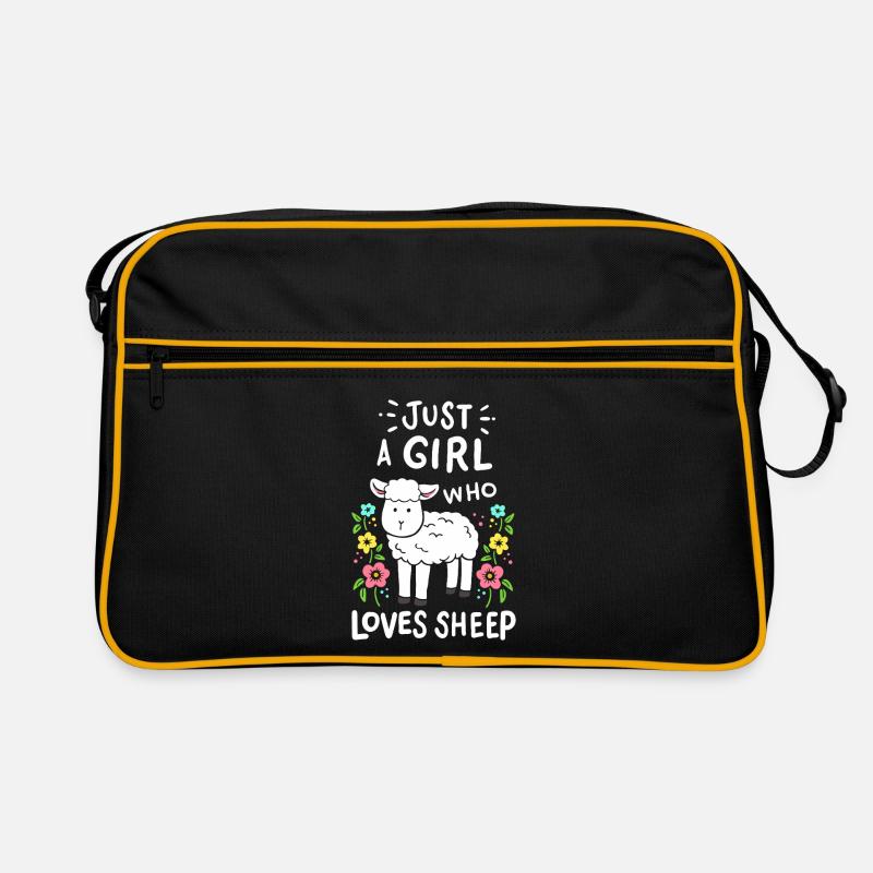 Nur ein Mädchen, das Schafe liebt Retro Tasche
