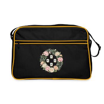 Floral Mahjong Lover Mahjong Player - Retro Bag - black/gold - Front