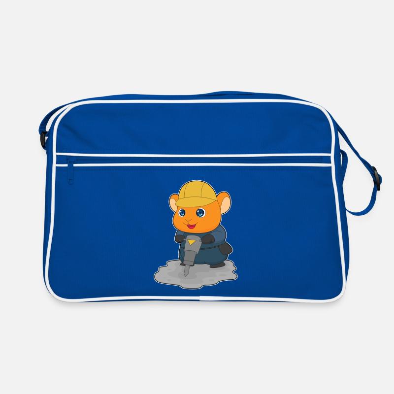 Hamster Construction Worker Jackhammer Construction Site Retro Bag