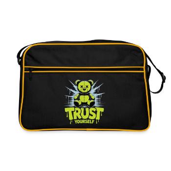 Vertrau dir selbst, Bärengraffiti - Retro Tasche - Schwarz/Gold - Vorne