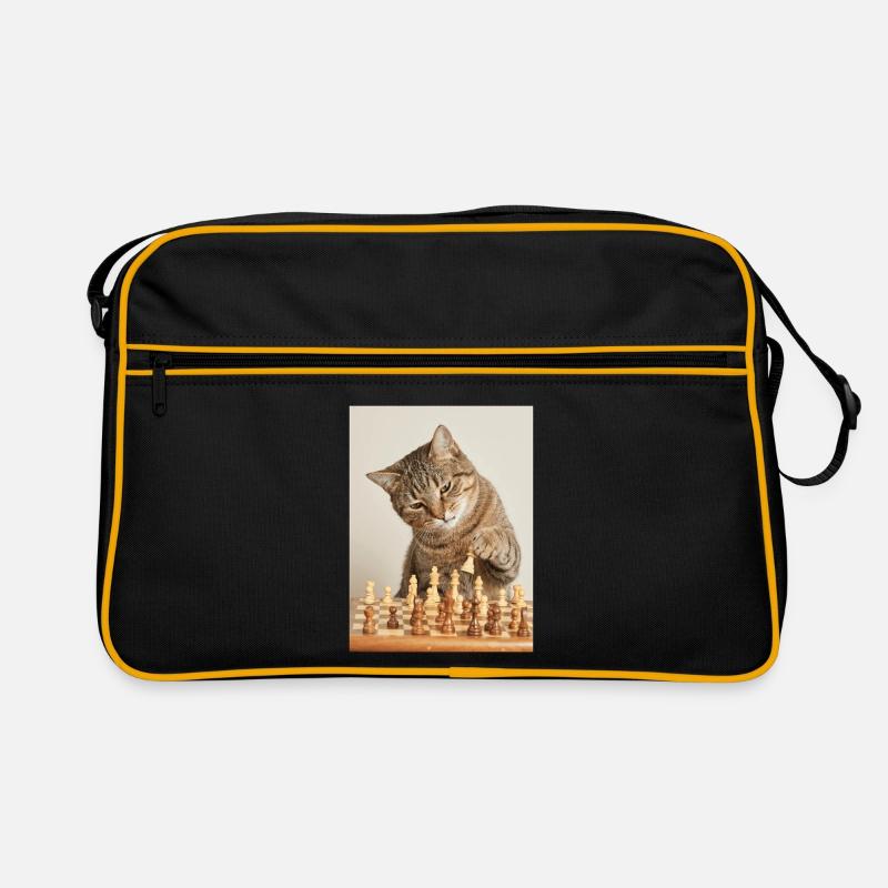 Chat jouant aux échecs Sac Retro