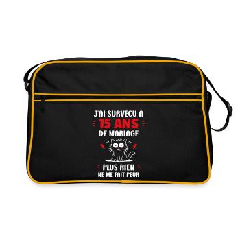 15 ans de mariage - Sac Retro - noir/or - Devant