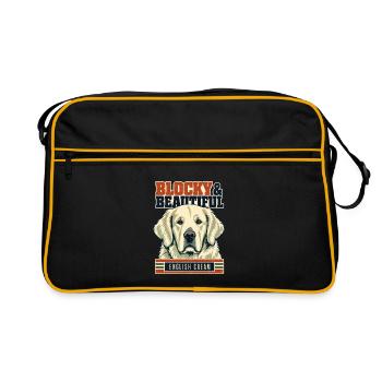 English Cream Golden Retriever Blocky and Beautifu - Retro Bag - black/gold - Front
