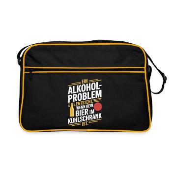 Bier Spruch Alkohol Problem Männerabend JGA Herren - Retro Tasche - Schwarz/Gold - Vorne