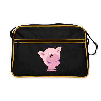 Tête de chat rose : look violet néon - Sac Retro - noir/or - Devant