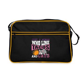 Taco Cat Domestic Cat Kitty Cat Owner - Retro Bag - black/gold - Front