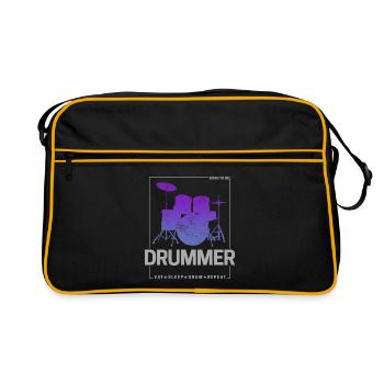Born To Be Drummer für Schlagzeuger und Musiker - Retro Tasche - Schwarz/Gold - Vorne