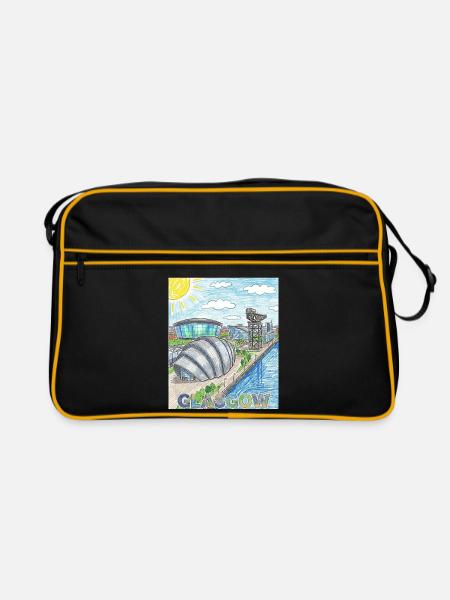 Glasgow Modern Skyline Wachsmalstift - Retro Tasche - Schwarz/Gold