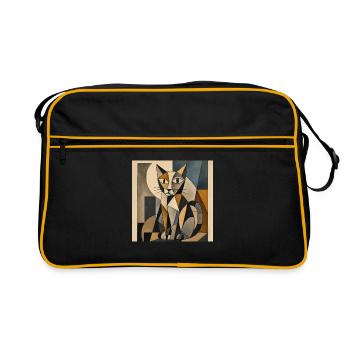 Figurine de chat cubiste en géométrie - Sac Retro - noir/or - Devant