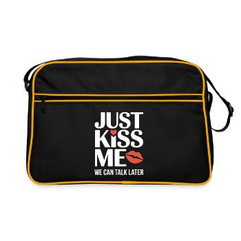 Just Kiss Me Talk Later Küss Mich JGA Single Party - Retro Bag - black/gold - Front