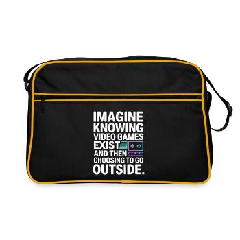 Imagine Video Games Exist PC Gamer Gaming Zocker - Retro Bag - black/gold - Front