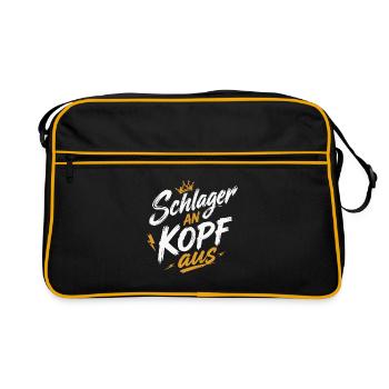 Schlager an Kopf aus Brushed - Retro Tasche - Schwarz/Gold - Vorne