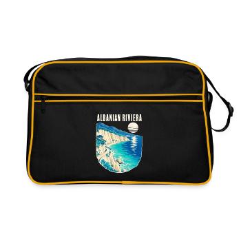Affiche de voyage sur la Riviera albanaise pour des vacances à la plage - Sac Retro - noir/or - Devant