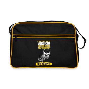 Vorsicht Ich bin zu alt zum Wegrennen - Retro Tasche - Schwarz/Gold - Vorne
