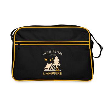 La vie est meilleure au feu de camp – Camping drôle - Sac Retro - noir/or - Devant