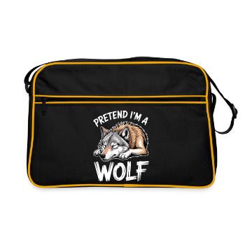 Wolf Sprüche Wölfe Lustiges Wolf Geschenk - Retro Tasche - Schwarz/Gold - Vorne