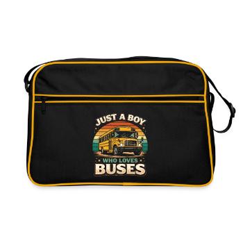 Nur ein Junge liebt Busse Retro - Retro Tasche - Schwarz/Gold - Vorne