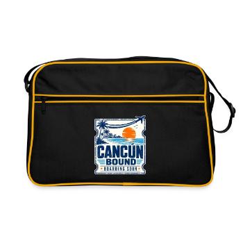 Beach Vacation Gifts, Cancun Bound Boarding Soon - Retro Bag - black/gold - Front