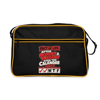 Blague sur le calendrier du lundi et mardi - Sac Retro - noir/or - Devant