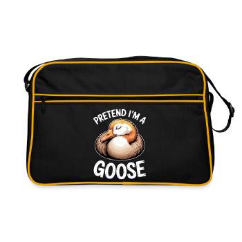 Gans Sprüche Gänse Lustiges Gans Geschenk - Retro Tasche - Schwarz/Gold - Vorne