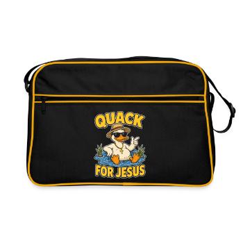 Quack for Jesus Enten-Design - Retro Tasche - Schwarz/Gold - Vorne