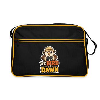 Vogel bei Morgengrauen – We Bird at Dawn - Retro Tasche - Schwarz/Gold - Vorne