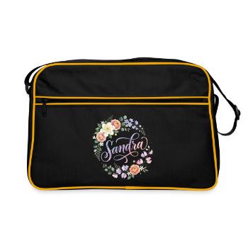 Signature de couronne de fleurs de Sandra - Sac Retro - noir/or - Devant