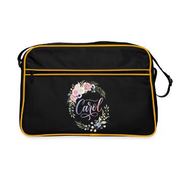 Carol Floral Wreath with Lettering - Retro Bag - black/gold - Front