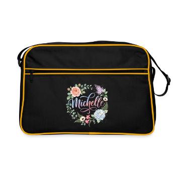 Floral Name Michelle - Retro Bag - black/gold - Front