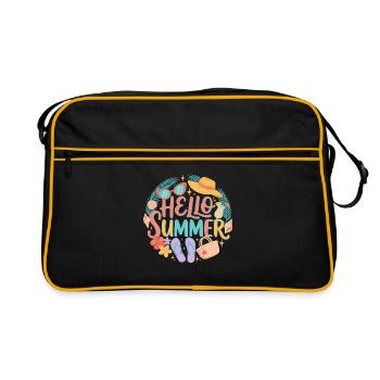 Hello Summer Tropical Print - Retro Bag - black/gold - Front